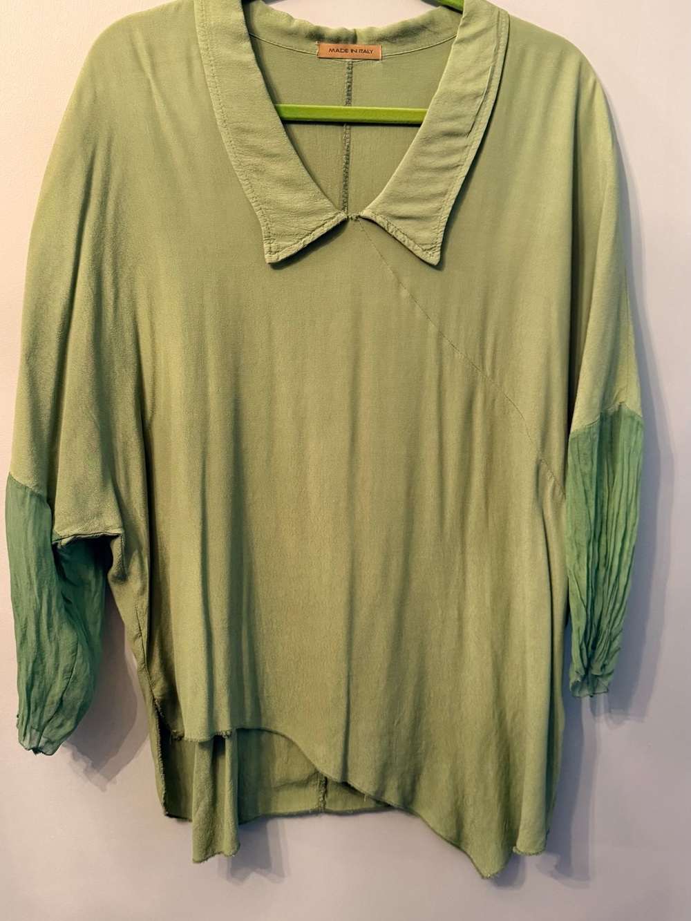 Relaxed Light Sage Collared Top